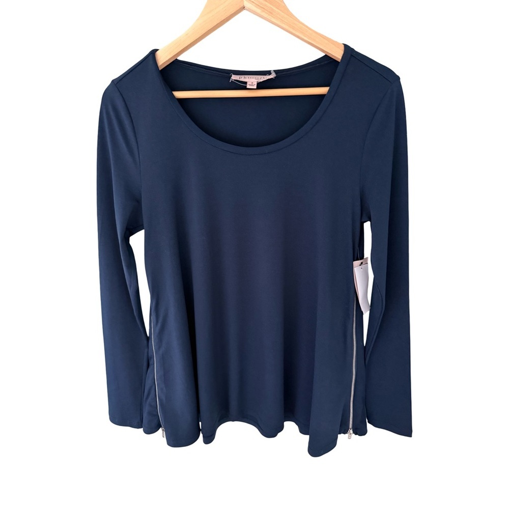 Philosophy Navy Long Sleeve Top NWT Size S